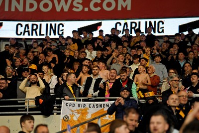 071025 - Cardiff City v Newport County - Vertu Trophy Group Stage - Newport fans celebrate the win at full time