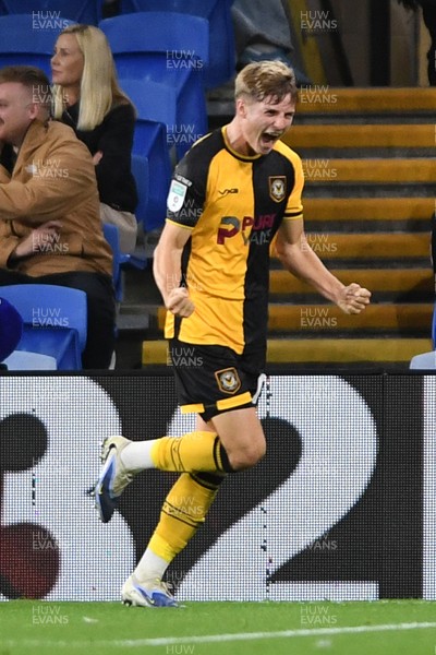 071025 - Cardiff City v Newport County - Vertu Trophy Group Stage - Tom Davies of Newport County celebrates scoring a goal