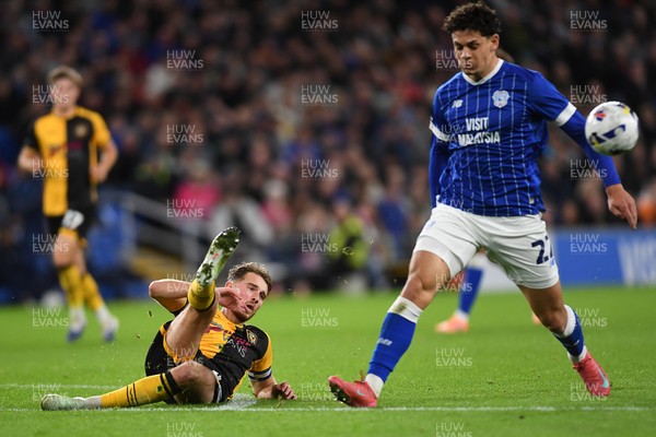 071025 - Cardiff City v Newport County - Vertu Trophy Group Stage - Matthew Baker of Newport County clears the ball