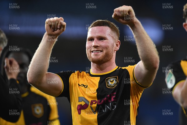 071025 - Cardiff City v Newport County - Vertu Trophy Group Stage - Lee Jenkins of Newport County celebrates the win at full time