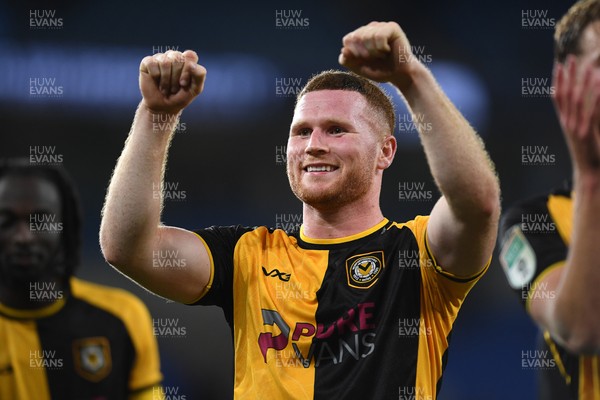 071025 - Cardiff City v Newport County - Vertu Trophy Group Stage - Lee Jenkins of Newport County celebrates the win at full time