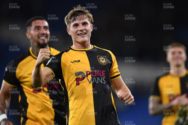 071025 - Cardiff City v Newport County - Vertu Trophy Group Stage - Tom Davies of Newport County celebrates the win at full time