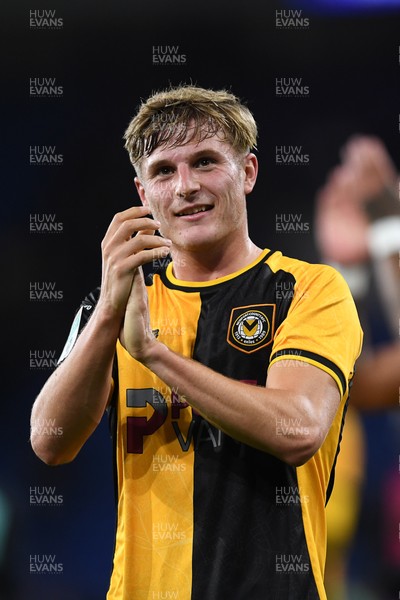 071025 - Cardiff City v Newport County - Vertu Trophy Group Stage - Tom Davies of Newport County celebrates the win at full time