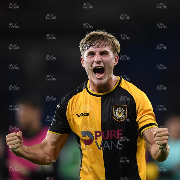 071025 - Cardiff City v Newport County - Vertu Trophy Group Stage - Tom Davies of Newport County celebrates the win at full time