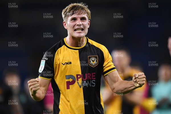 071025 - Cardiff City v Newport County - Vertu Trophy Group Stage - Tom Davies of Newport County celebrates the win at full time