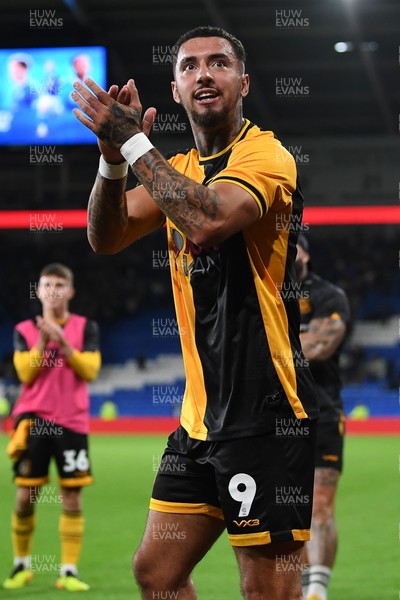 071025 - Cardiff City v Newport County - Vertu Trophy Group Stage - Courtney Baker-Richardson of Newport County celebrates the win at full time