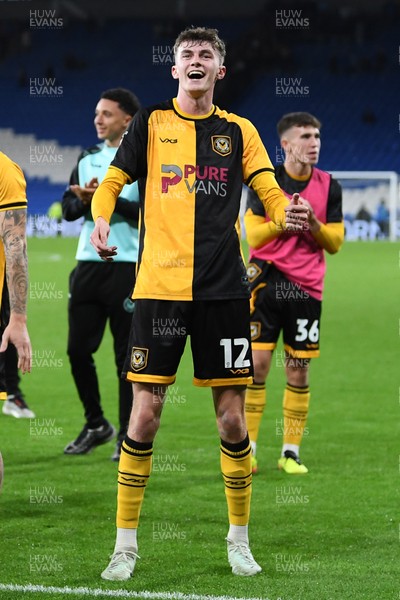 071025 - Cardiff City v Newport County - Vertu Trophy Group Stage - Joe Thomas of Newport County celebrates the win at full time