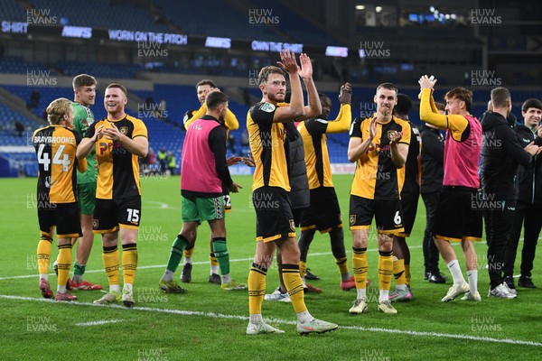 071025 - Cardiff City v Newport County - Vertu Trophy Group Stage - Matthew Baker of Newport County applauded the fans at full time