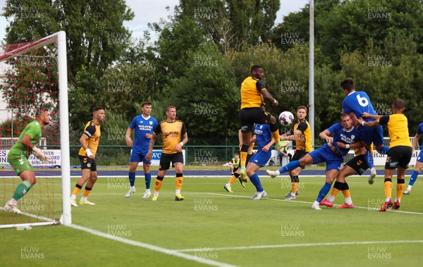 120722 - Cardiff City v Newport County, Pre-season friendly - Perry NG of Cardiff City heads at goal