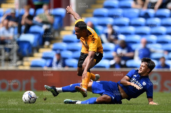 310721 - Cardiff City v Newport County - Preseason Friendly - Jermaine Hylton of Newport County is tackled by Perry Ng of Cardiff City