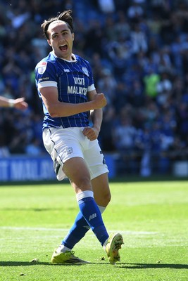 250426 - Cardiff City v Northampton Town - Sky Bet League 1 - Joel Colwill of Cardiff City celebrates scoring a goal with Rubin Colwill