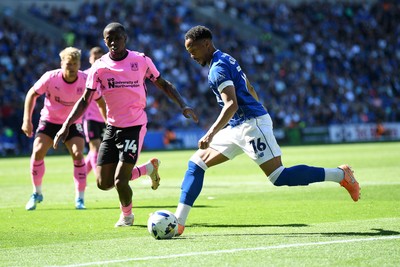 250426 - Cardiff City v Northampton Town - Sky Bet League 1 - Chris Willock of Cardiff City is challenged by Tyrese Fornah of Northampton 