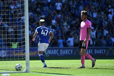 250426 - Cardiff City v Northampton Town - Sky Bet League 1 - Callum Robinson of Cardiff City scores a goal