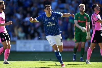 250426 - Cardiff City v Northampton Town - Sky Bet League 1 - Yousef Salech of Cardiff City celebrates scoring a goal