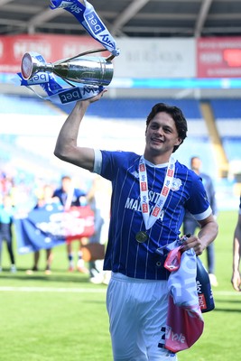 250426 - Cardiff City v Northampton Town - Sky Bet League 1 - Perry NG of Cardiff City celebrates at full time