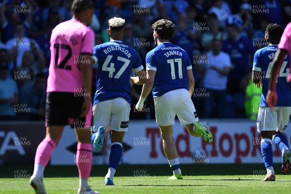 250426 - Cardiff City v Northampton Town - Sky Bet League 1 - Ollie Tanner of Cardiff City celebrates scoring a goal