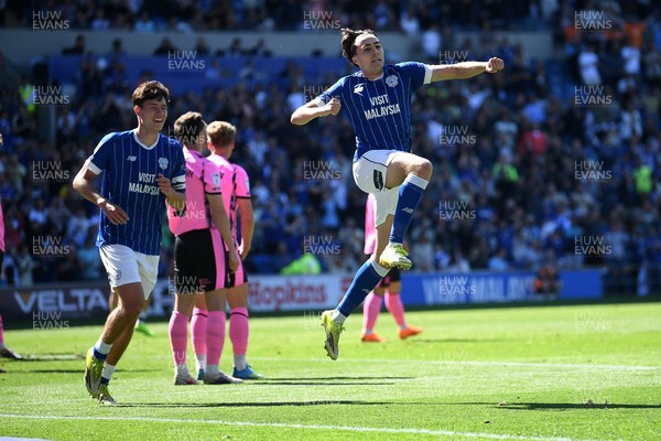 250426 - Cardiff City v Northampton Town - Sky Bet League 1 - Joel Colwill of Cardiff City celebrates scoring a goal with Rubin Colwill