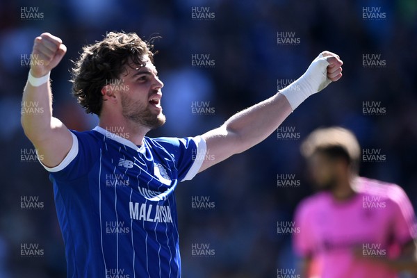 250426 - Cardiff City v Northampton Town - Sky Bet League 1 - Ollie Tanner of Cardiff City celebrates scoring a goal