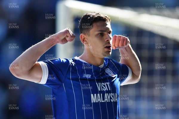 250426 - Cardiff City v Northampton Town - Sky Bet League 1 - Yousef Salech of Cardiff City celebrates scoring a goal