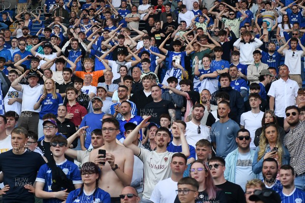 250426 - Cardiff City v Northampton Town - Sky Bet League 1 - Fans celebrate at full time