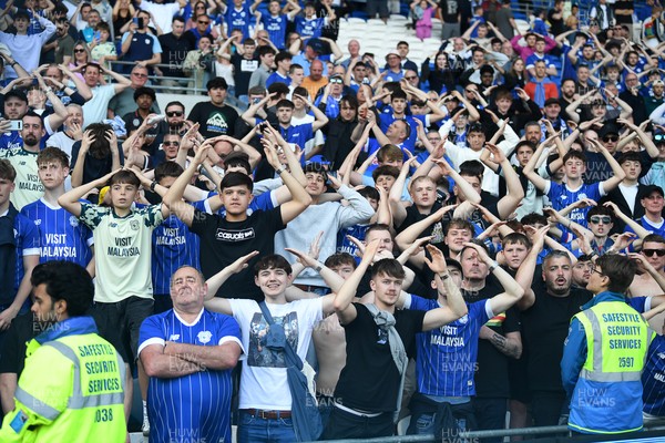 250426 - Cardiff City v Northampton Town - Sky Bet League 1 - Fans celebrate at full time