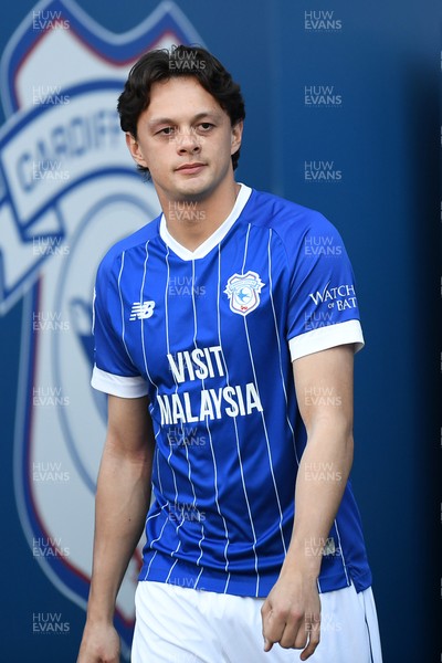 250426 - Cardiff City v Northampton Town - Sky Bet League 1 - Perry NG of Cardiff City walks out for the trophy lift at the end of the match