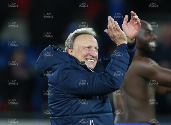 011217 - Cardiff City v Norwich City, Sky Bet Championship - Cardiff City manager Neil Warnock celebrates at the end of the match