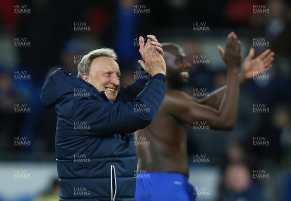 011217 - Cardiff City v Norwich City, Sky Bet Championship - Cardiff City manager Neil Warnock celebrates at the end of the match