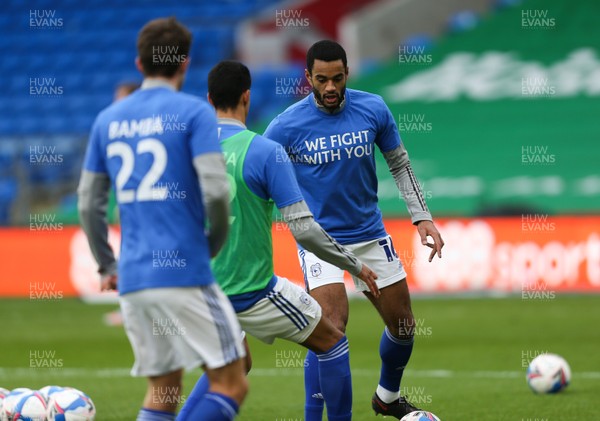160121 - Cardiff City v Norwich City, Sky Bet Championship - Players warm up in tee shirts showing support for team mate Sol Bamba who was recently diagnosed with Non-Hodgkin lymphoma