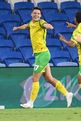250826 - Cardiff City v Norwich City - Carabao Cup Second Round - Ante Crnac of Norwich celebrates scoring a goal