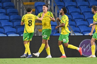 250826 - Cardiff City v Norwich City - Carabao Cup Second Round - Ante Crnac of Norwich celebrates scoring a goal