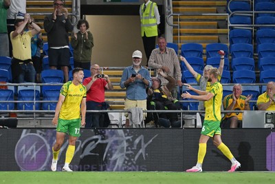 250826 - Cardiff City v Norwich City - Carabao Cup Second Round - Ante Crnac of Norwich celebrates scoring a goal