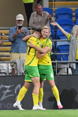 250826 - Cardiff City v Norwich City - Carabao Cup Second Round - Ante Crnac of Norwich celebrates scoring a goal