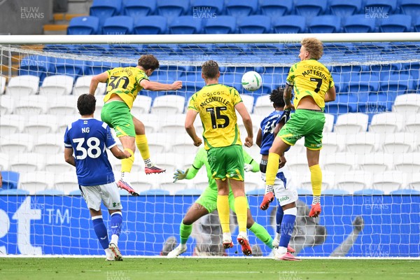 250826 - Cardiff City v Norwich City - Carabao Cup Second Round - Mathias Kvistgaarden of Norwich scores the first goal of the game