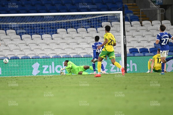 250826 - Cardiff City v Norwich City - Carabao Cup Second Round - Ante Crnac of Norwich scores a goal