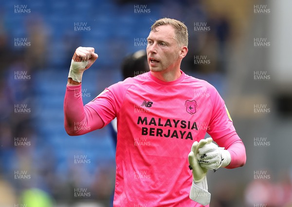 300722 - Cardiff City v Norwich City, Sky Bet Championship - Cardiff City goalkeeper Ryan Allsop celebrates at the end of the match