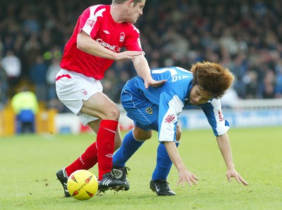 030105 - Cardiff City v Nottingham Forest - Cardiff's Junichi Inamoto challenges Chris Doig