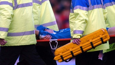 030105 - Cardiff City v Nottingham Forest - Cardiff's Paul Parry is strechered off