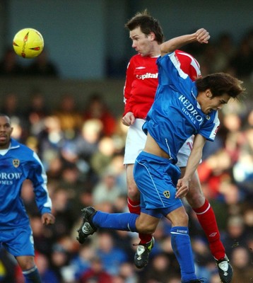 030105 - Cardiff City v Nottingham Forest - Cardiff's Junichi Inamoto pressures Gareth Taylor