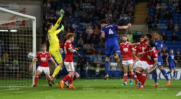 210418 - Cardiff City v Nottingham Forest - SkyBet Championship - Sean Morrison of Cardiff City scores a goal