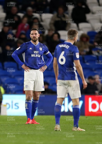 250220 - Cardiff City v Nottingham Forest - SkyBet Championship - Dejected Sean Morrison of Cardiff City