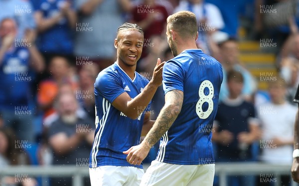 270719 - Cardiff City v OGC Nice, Pre-season Friendly -Joe Ralls of Cardiff City celebrates with Bobby Decordova-Reid of Cardiff City after scoring in the opening minute of the match