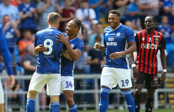 270719 - Cardiff City v OGC Nice, Pre-season Friendly -Joe Ralls of Cardiff City celebrates with Bobby Decordova-Reid of Cardiff City after scoring in the opening minute of the match