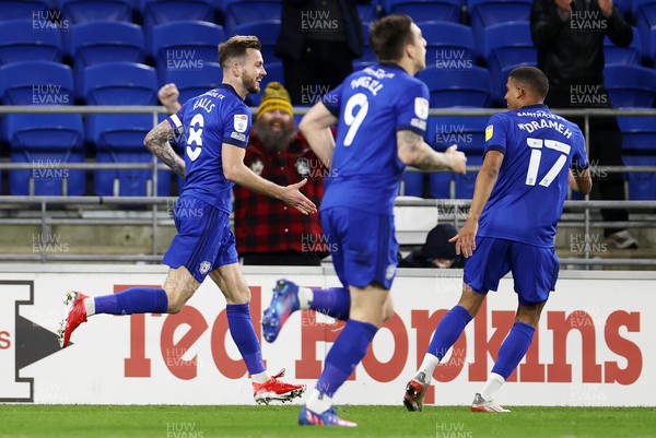 090222 - Cardiff City v Peterborough United - SkyBet Championship - Joe Ralls of Cardiff City celebrates scoring a goal