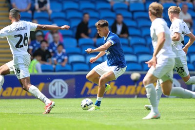 020825 - Cardiff City v Peterborough United, EFL Sky Bet League 1 - Rubin Colwill of Cardiff City looks to shoot at goal