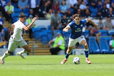 020825 - Cardiff City v Peterborough United, EFL Sky Bet League 1 - Joel Colwill of Cardiff City looks to attack