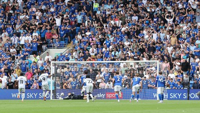 020825 - Cardiff City v Peterborough United, EFL Sky Bet League 1 - Cardiff City fans look on as Bradley Ihionvien of Peterborough United scores from the penalty spot and Cardiff City concede their first goal in the EFL League 1 