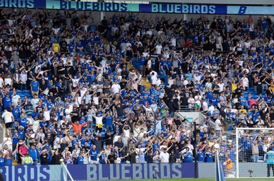 020825 - Cardiff City v Peterborough United, EFL Sky Bet League 1 - Cardiff City fans watch as Cardiff City prepare to play their first match in EFL League One