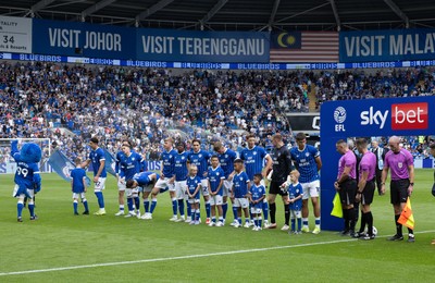 020825 - Cardiff City v Peterborough United, EFL Sky Bet League 1 - Cardiff City line up as they prepare to play their first match in EFL League One