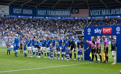 020825 - Cardiff City v Peterborough United, EFL Sky Bet League 1 - Cardiff City line up as they prepare to play their first match in EFL League One